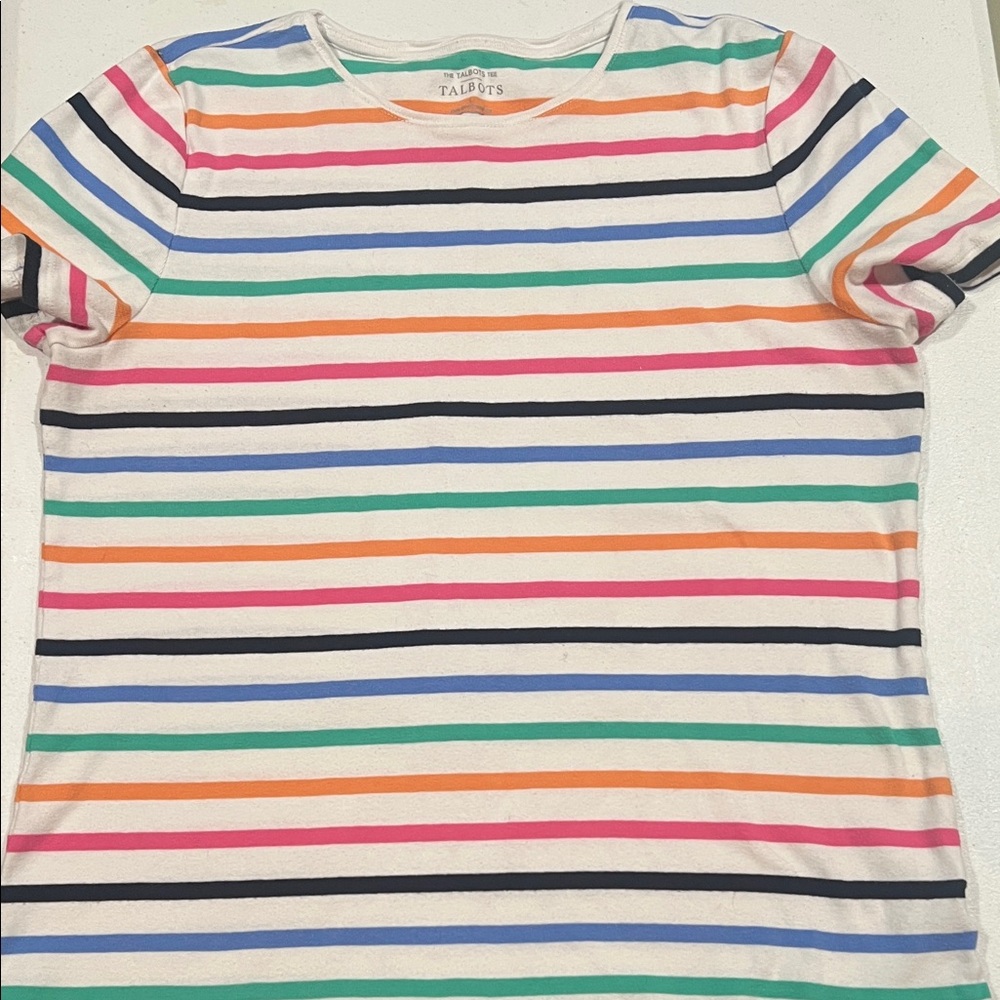 Talbots Multicolor Striped Short Sleeve Tee
